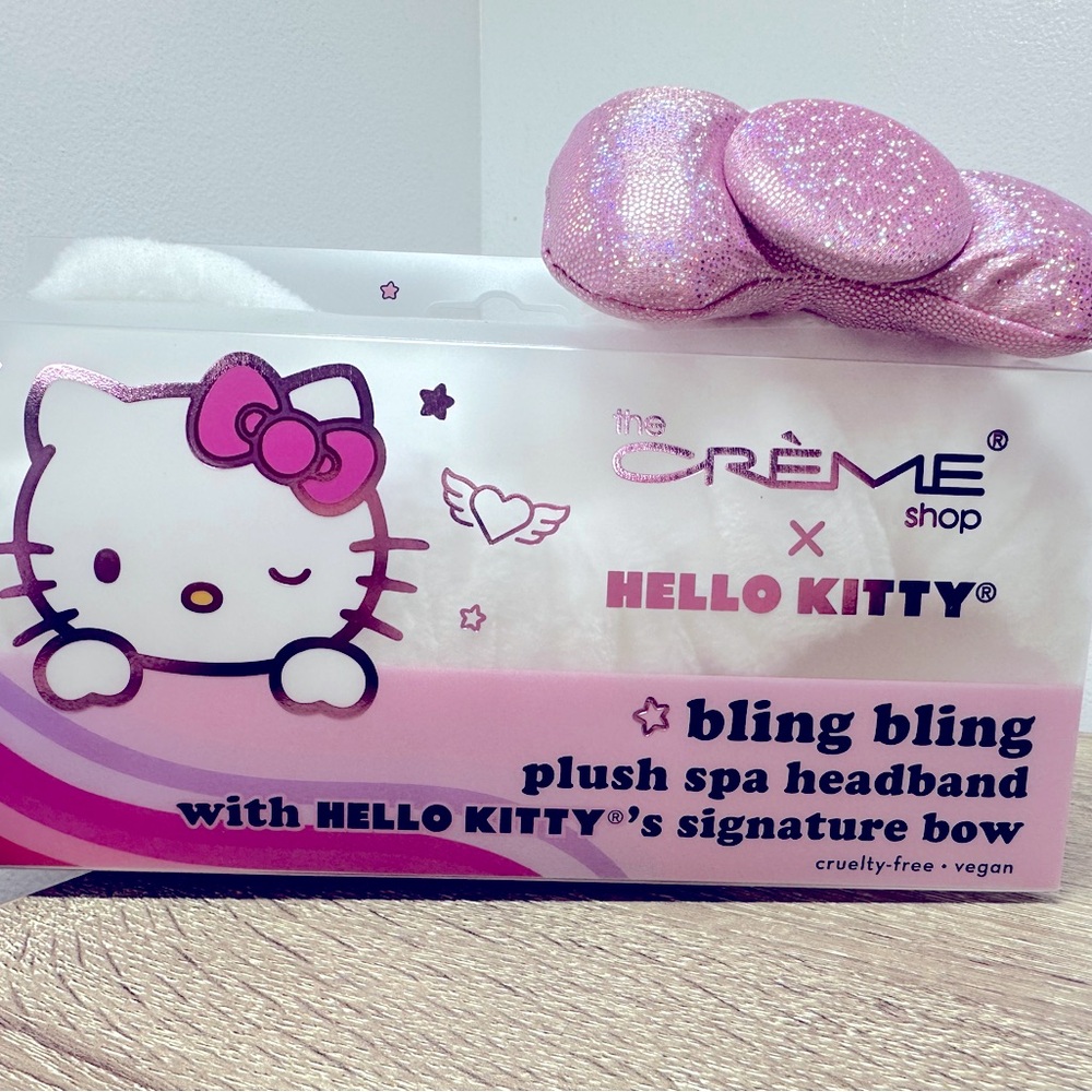 Hello Kitty Plush Spa Headband with Sparkly Signature Bow in Pink